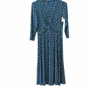 Patterned A-Line Dress Women's Business Casual Dress Long Sleeve Dresses